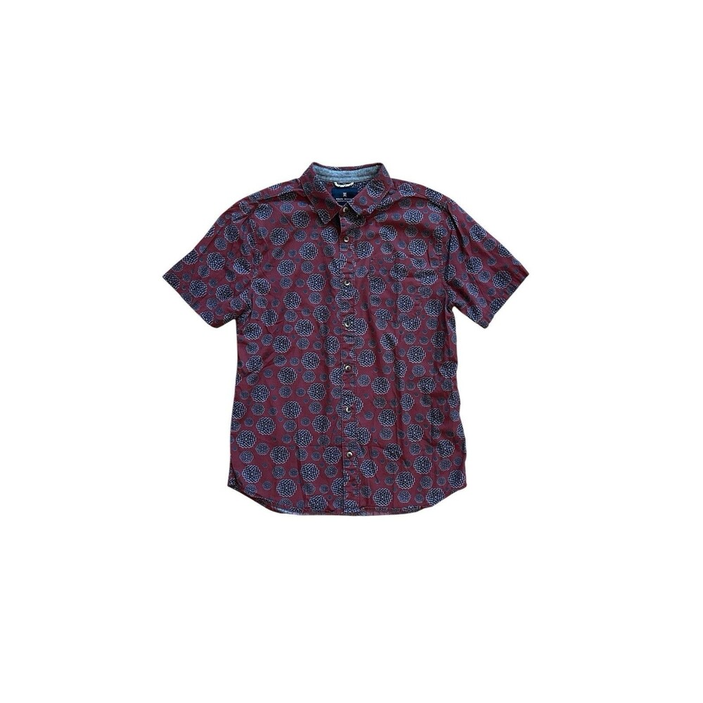 Roark Revival Mens Molotov Rust Starburst Print Short Sleeve Button Down Shirt M